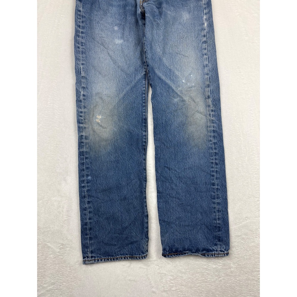 Levis 501 Men's 35x36 Jeans Medium Blue Wash Paint Splatter Distressed Denim - Picture 6 of 12